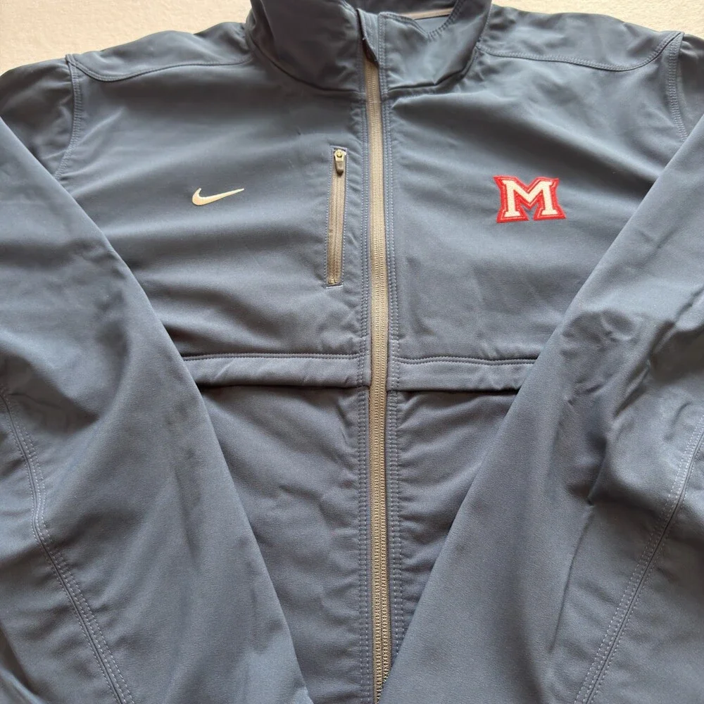 Nike Miami University Team Issued Full Zip Jacket Men's 2XL Navy Lined Softshell